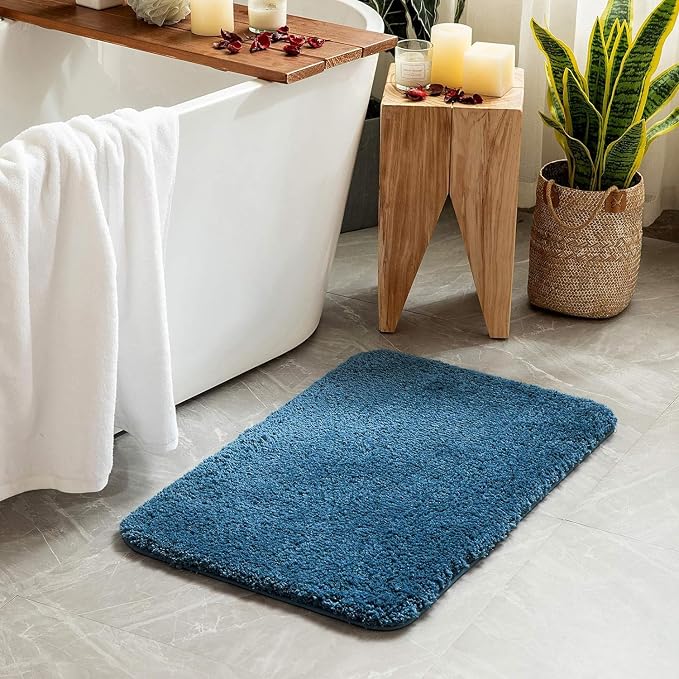 MIULEE Navy Blue Absorbent Bathroom Rugs, Soft Large Bath Mats Non-Slip and - Image 6