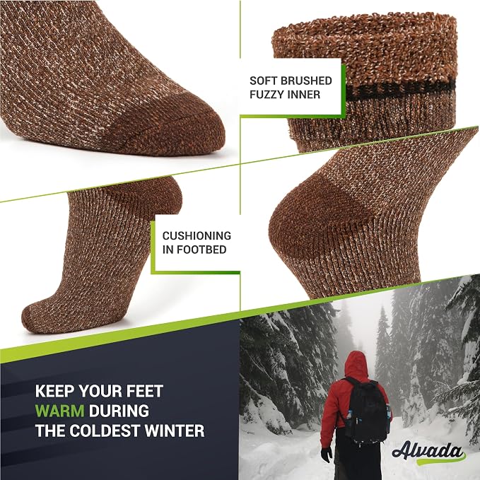 Alvada Warm Thermal Wool Socks for Winter Moisture Wicking and Breathable Cozy - Image 4