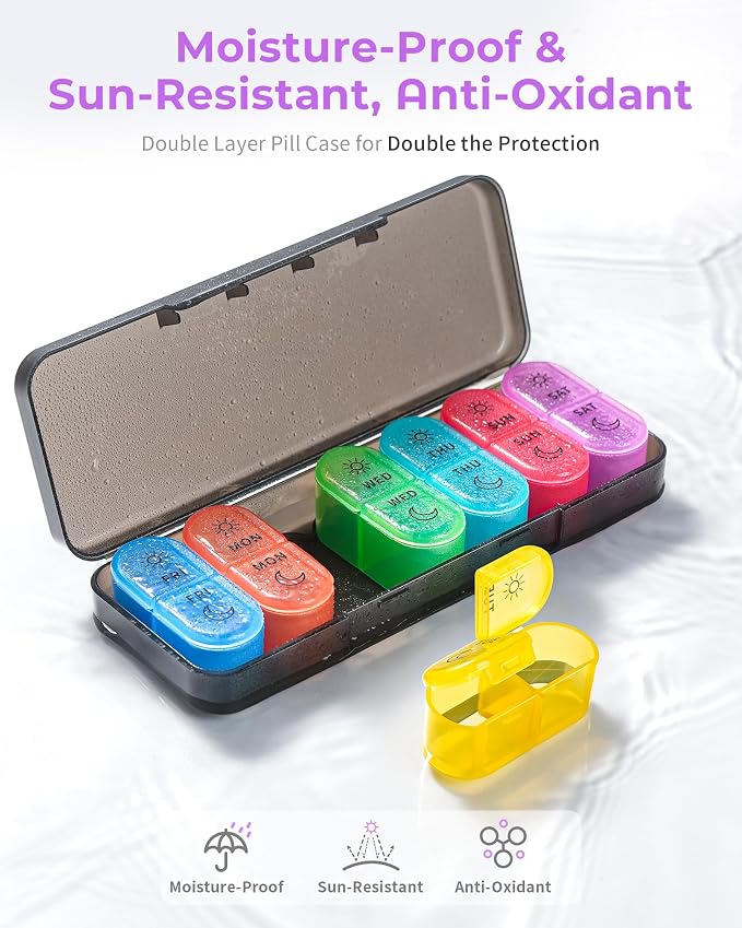 Pill Organizer,    , AM & PM Medicine Organizer 7 Days - Image 7