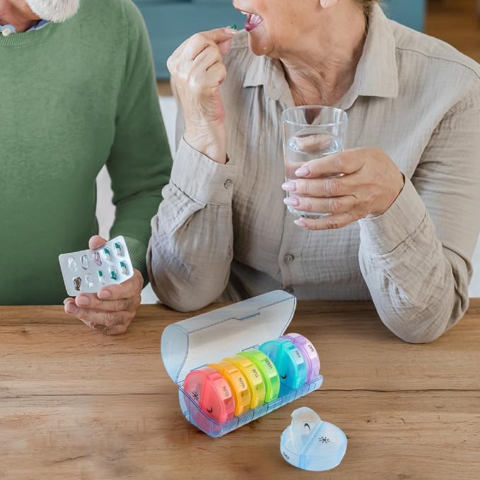 Sukuos Weekly Pill Organizer 7 Day 2 Times a Day, Large Daily Pill Box Easy to - Image 8