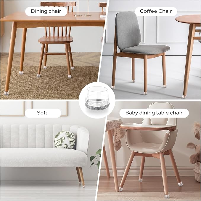 Meldel 24 PCS Silicone Chair Leg Floor Protectors Small Rubber Felt Furniture - Image 6