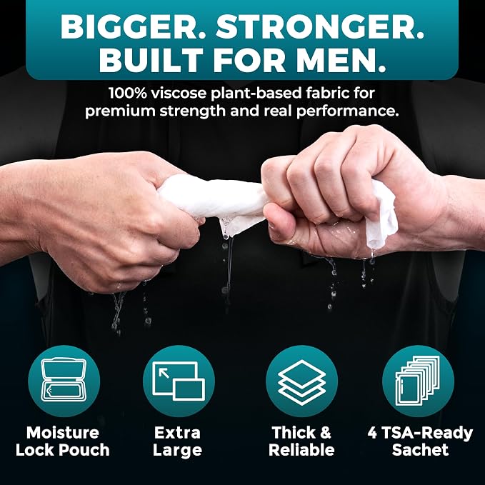 After Gym Body Wipes for Men – Maximum Cleaning Power – 4 Pack, No Rinse Shower - Image 5