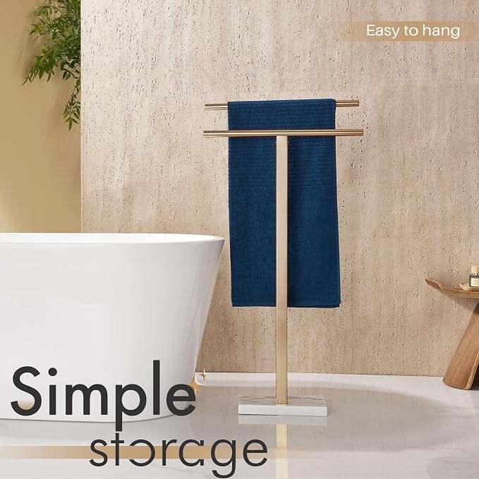 KOKOSIRI Standing Towel Rack for Bathroom Floor 2-Tier Towel Holder Free Stand - Image 11