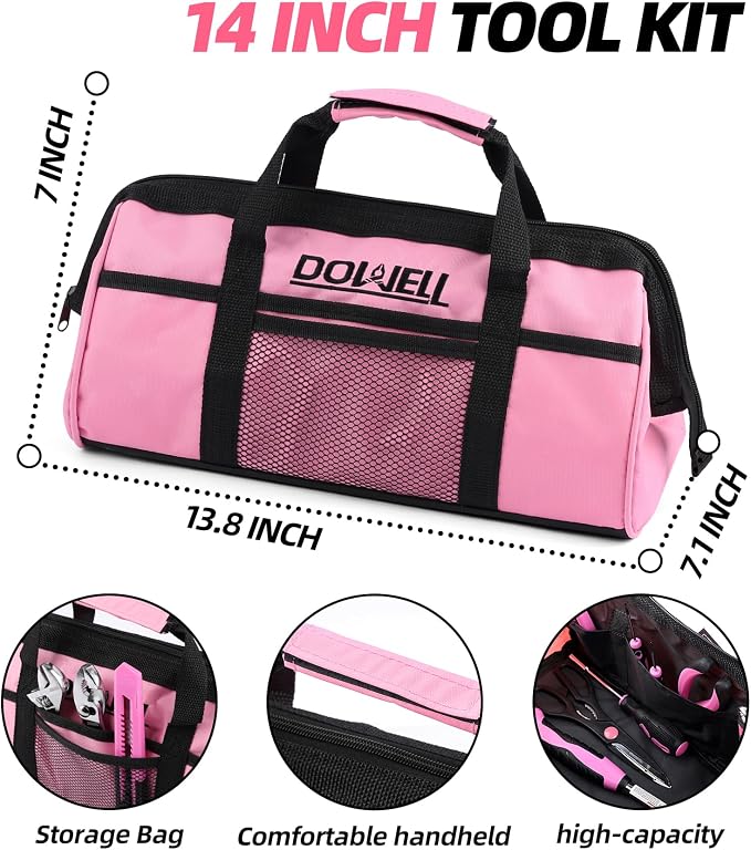 DOWELL Pink Tool Kit 140PCS for Women, Household Tool Set - Image 3