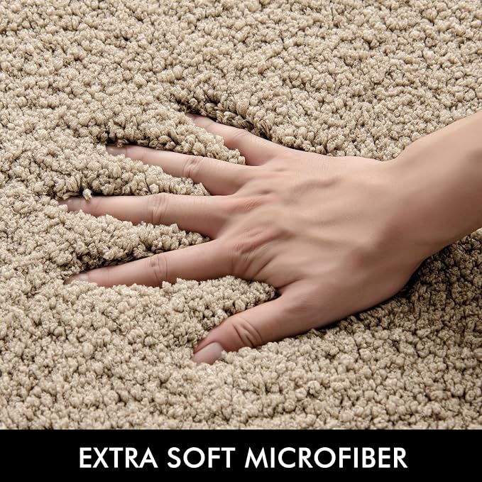 MIULEE Microfiber Toilet Bath Mat U-Shaped Contour Shaggy Bathroom Rugs Non - Image 3