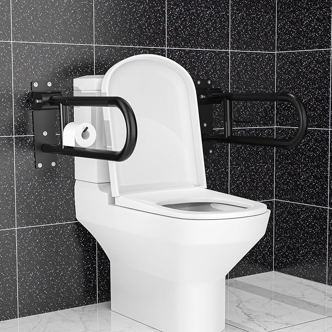 Toilet Grab Bar 22.4 Inch Black, Munzong Anti-Slip Handicap Grab Bars - Image 5