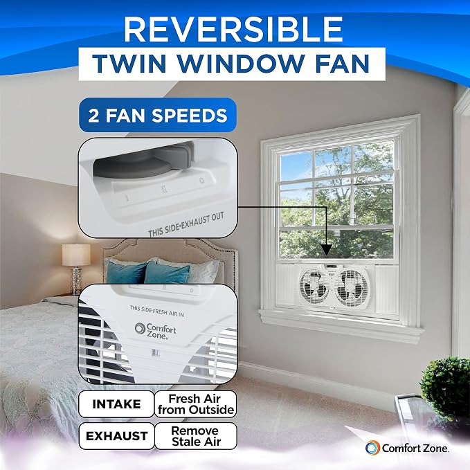 Comfort Zone Twin Window Fan - Image 4