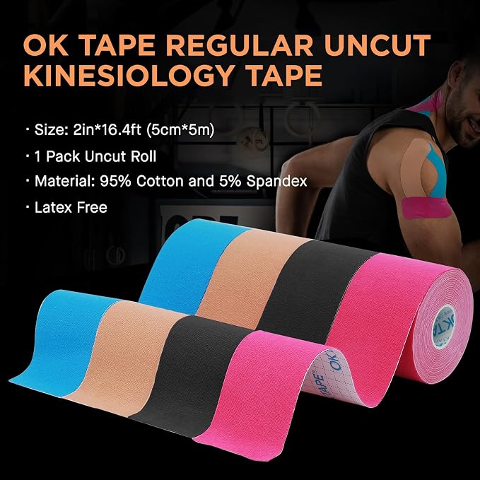 OK TAPE Kinesiology Tape, Regular Original Cotton Elastic Athletic Tape - Image 4