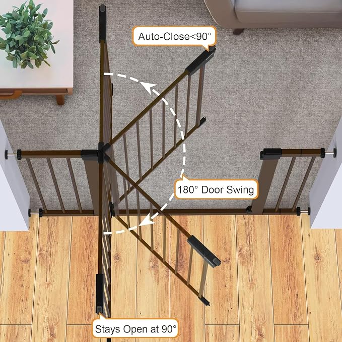 Cumbor 29.7-46" Baby Gate for Stairs, Mom's Choice Awards Winner-Auto Close Dog - Image 3