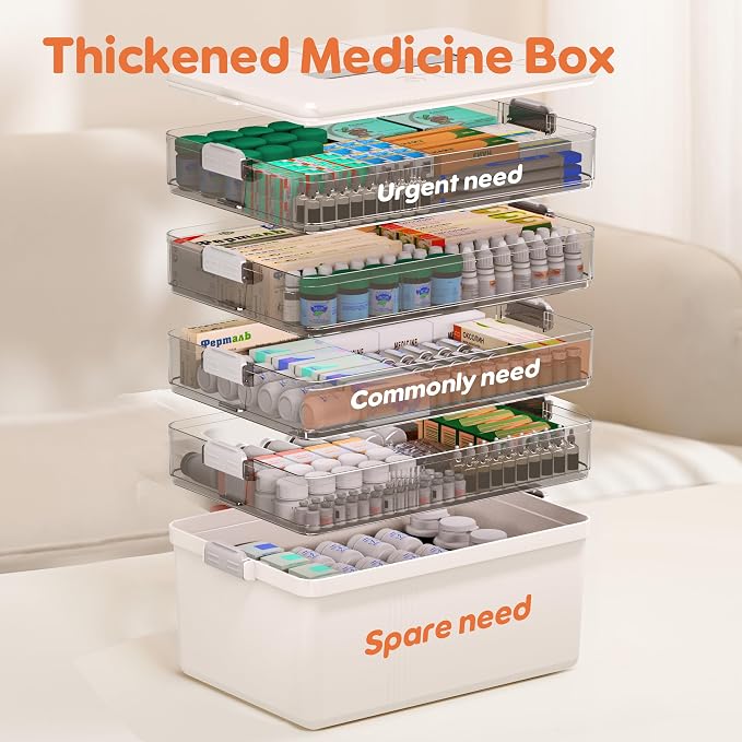 Citylife 5-Tier Medicine Organizer, Portable Medicine Cabinet First Aid Kit - Image 3
