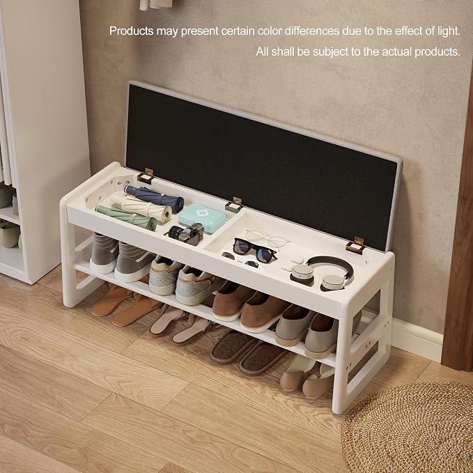 AQIMUELE Shoe Rack Bench, 2 Tiers Shoe Bench - Image 4
