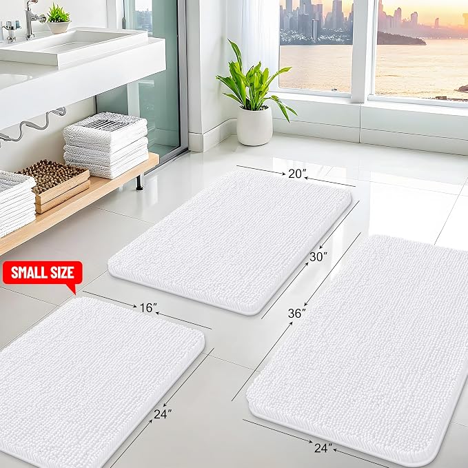 Arotive Bathroom Rugs 30x20, Extra Soft Absorbent Shaggy Chenille Bath Rugs - Image 2