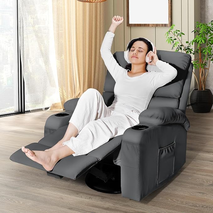 LEVELEVE Rocking Recliner Chair, Massage Rocker Recliner Chair - Image 2