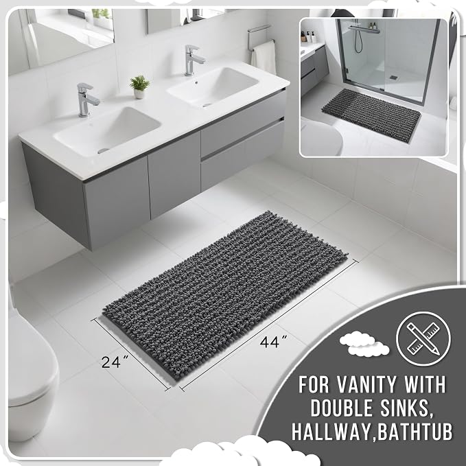 Yimobra Long Bathroom Rugs Non Slip Washable 44x24 Inch - Field & Grace