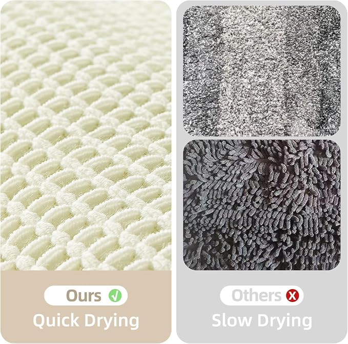 Cream White Long Bathroom Rugs, Waffle Runner Rug Bathroom Non Slip Washable - Image 6