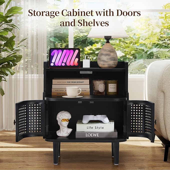 Metal Rattan End Table Set of 2 - Image 3