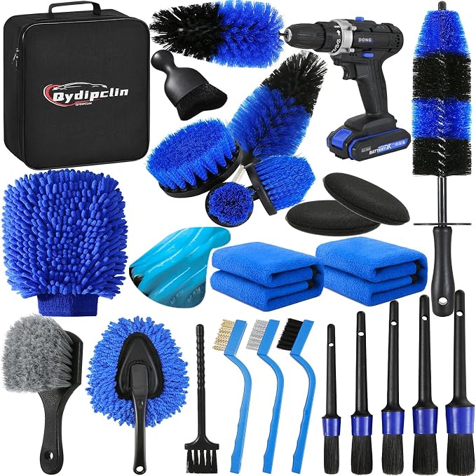 24Pcs Car Detailing Kit, Car Detailing Brush Set, Car Wash Cleaning Kit - Field & Grace