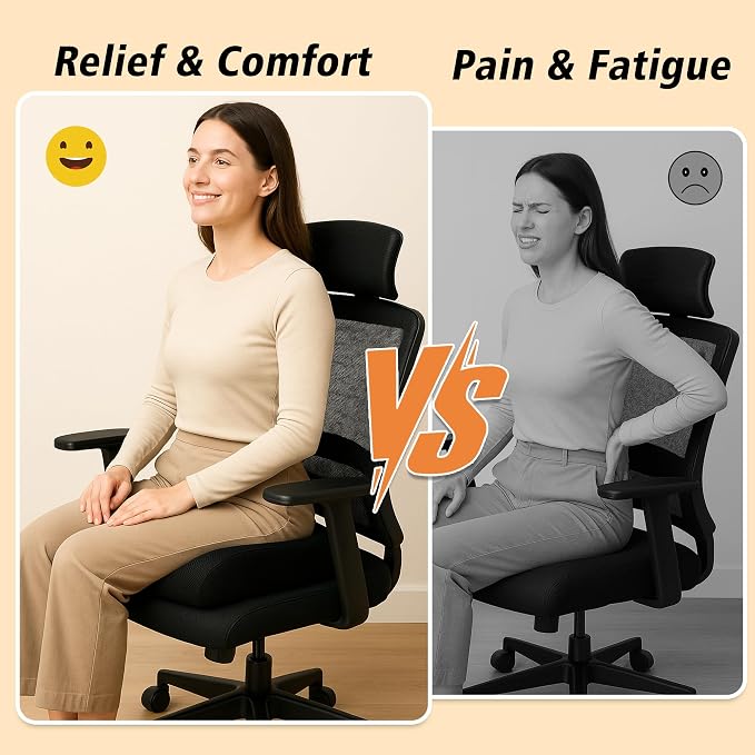 Office Chair Booster Cushion — 6-Inch Extra-Thick Height Increase Seat Pad - Image 3