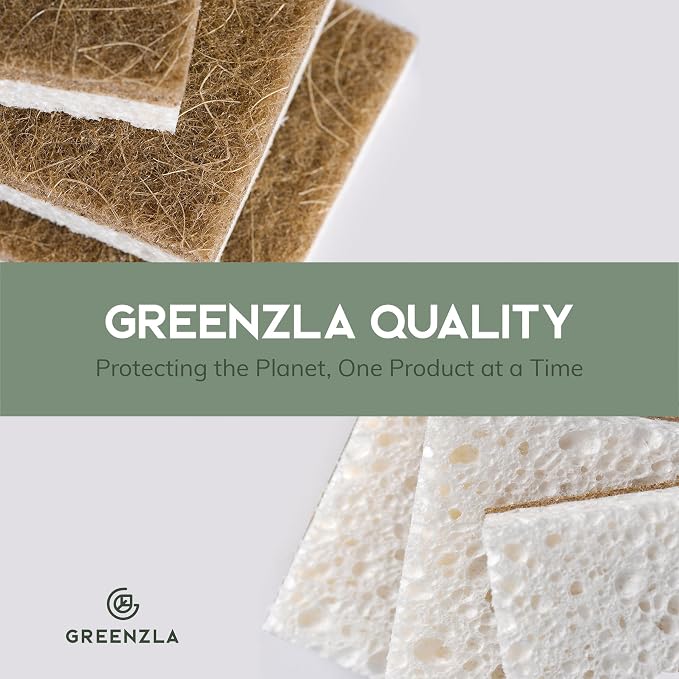 Greenzla Kitchen Sponges, Odor Free Plant-Based Dish Sponges, Non-Scratch Sisal - Field & Grace