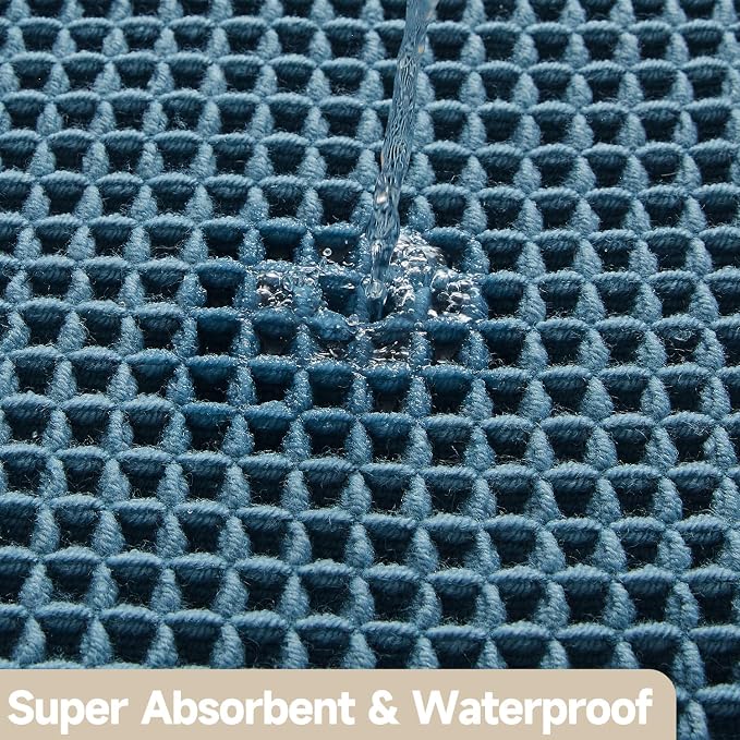 Waffle Bath Mat, Boho Bathroom Rugs Non Slip Washable Super Absorbent Quick Dry - Image 7
