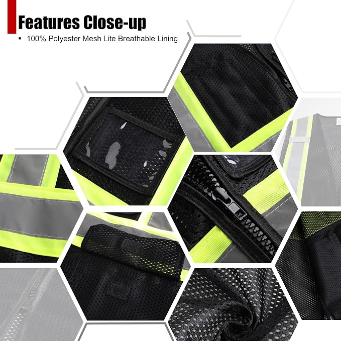 Reflective Safety Vest for Men Women Hi Vis Vest - Image 3