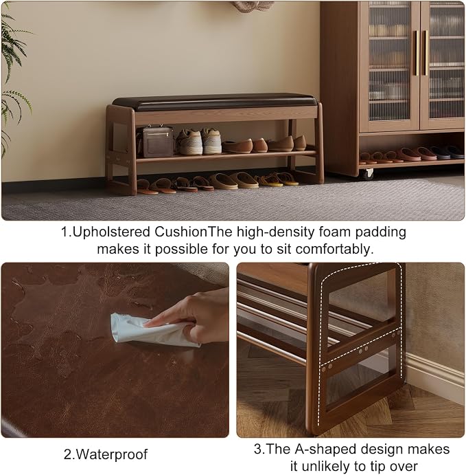 AQIMUELE Shoe Rack Bench, 2 Tiers Shoe Bench - Image 6