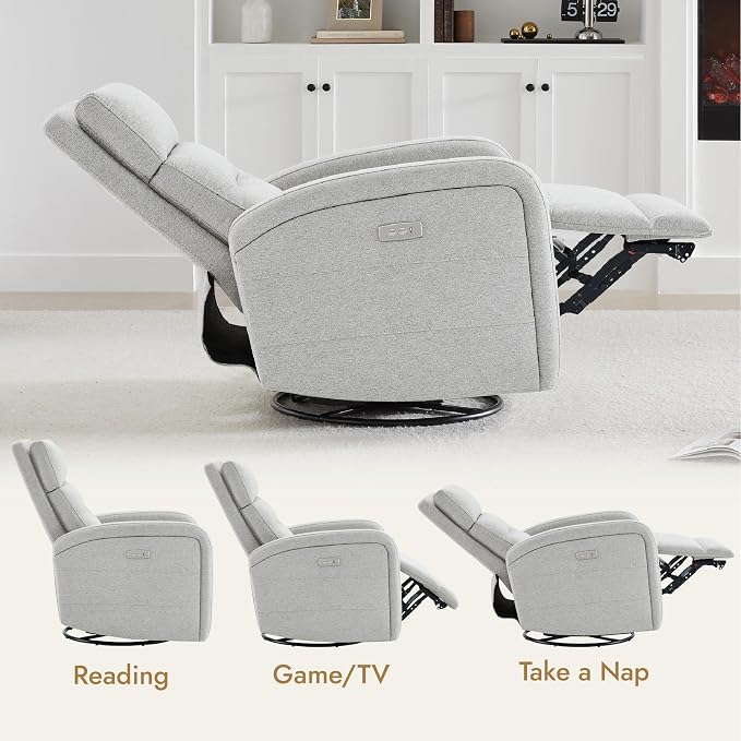 Watson & Whitely Swivel Power Recliner Glider Rocker, Small Recliner - Image 6