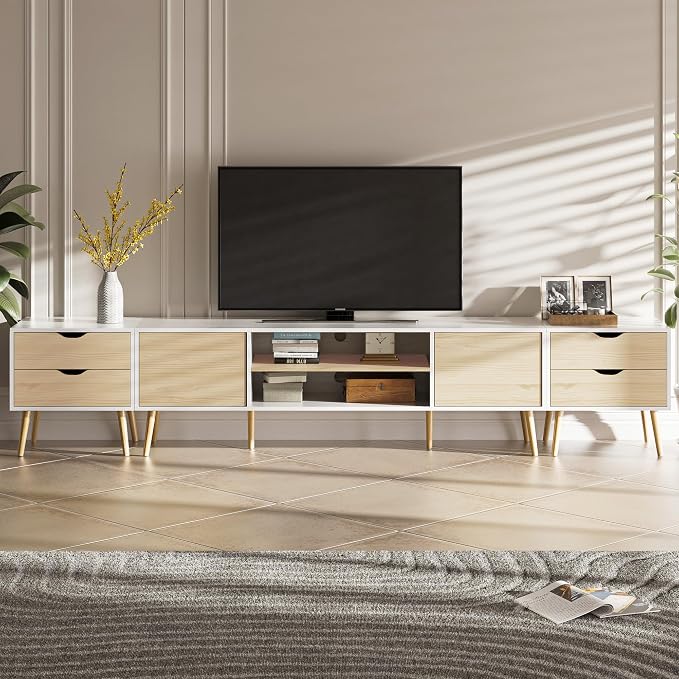 TV Stand for TVs up to 100 Inch, Entertainment Center for 85 95 100 inch TV by BVIUNTWOHOME