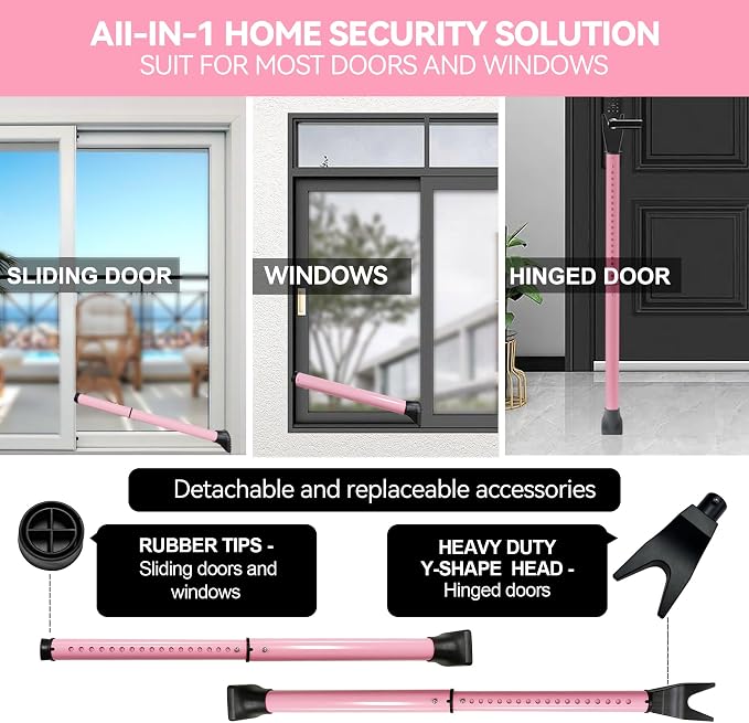 AceMining Upgraded Door Security Bar & Sliding Patio Bar, Heavy Duty Stoppers - Image 2