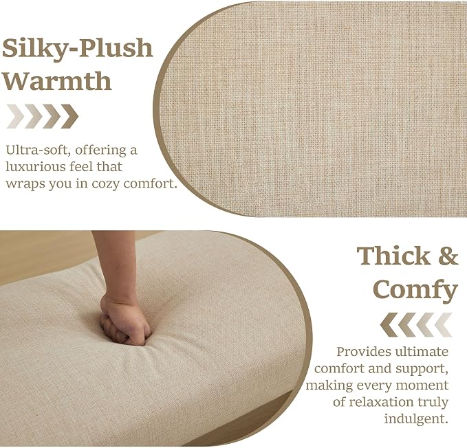 43" Linen End of Bed Bench Upholstered Modern Bedroom Bench - Image 3