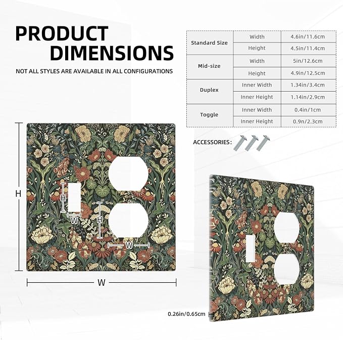 Wallplates Vintage Dark Floral William Morris Green Flower 1 Toggle 1 Duplex - Image 5