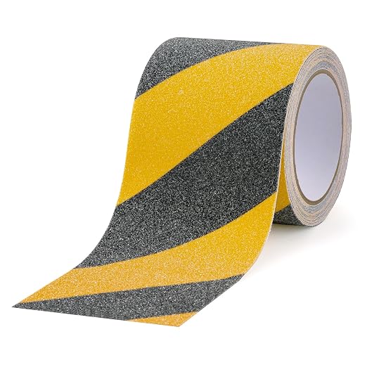 Anti Slip Tape 4" x 16.4 Ft Black and Yellow Heavy Duty Waterproof Grip Tape by Bligo