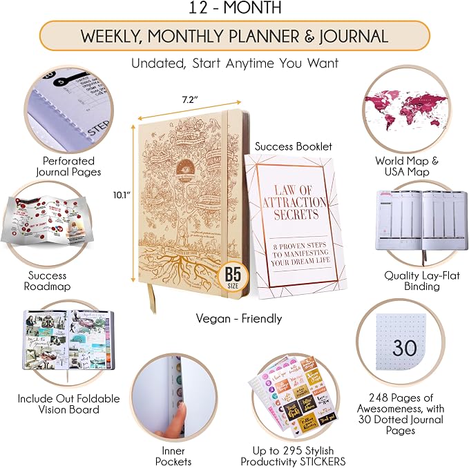 Law of Attraction Planner – Undated Hourly, Weekly & Monthly Goal Setting - Image 2
