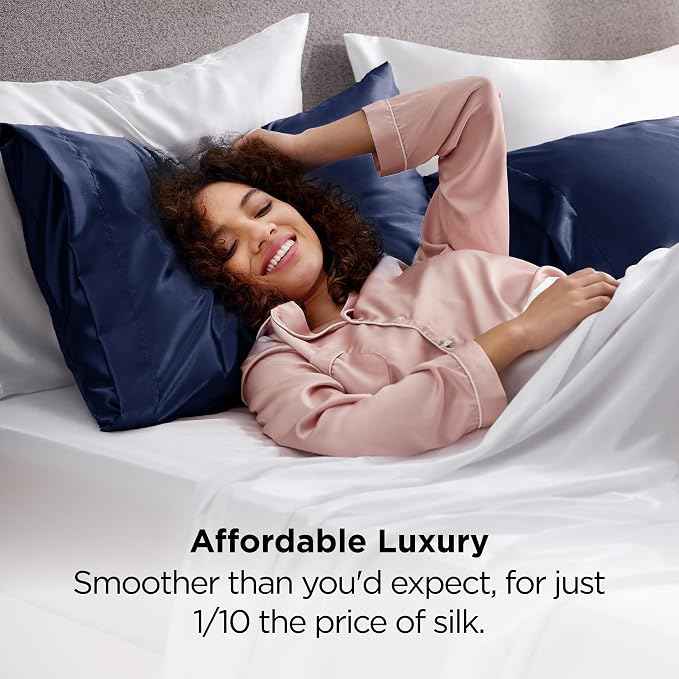 Bedsure Satin Pillowcase 2 Pack Similar to Silk Pillow Cases Standard Size
