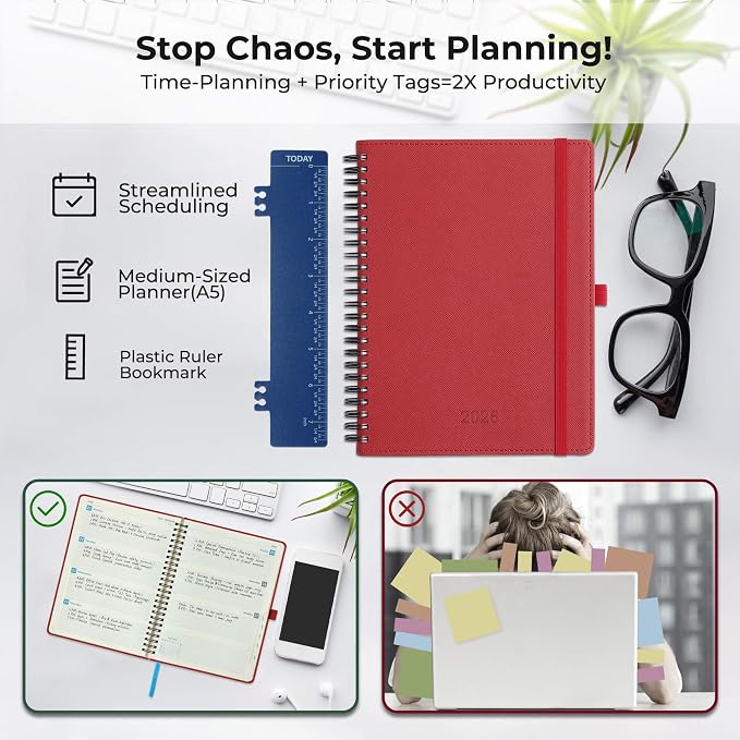 Planner 2026 Daily Weekly and Monthly, 12 Months Spiral Bound Calendar Agenda - Image 8