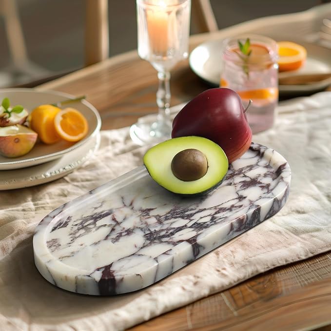 100% Real Natural Marble Tray for Bathroom, Luxury Calacatta Viola Stone Vanity - Image 6