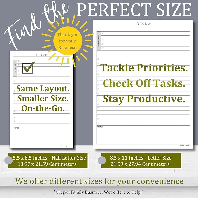 TO DO List Planner Notepad, 60 Page Planning Pad. Undated ToDo Checklist - Field & Grace