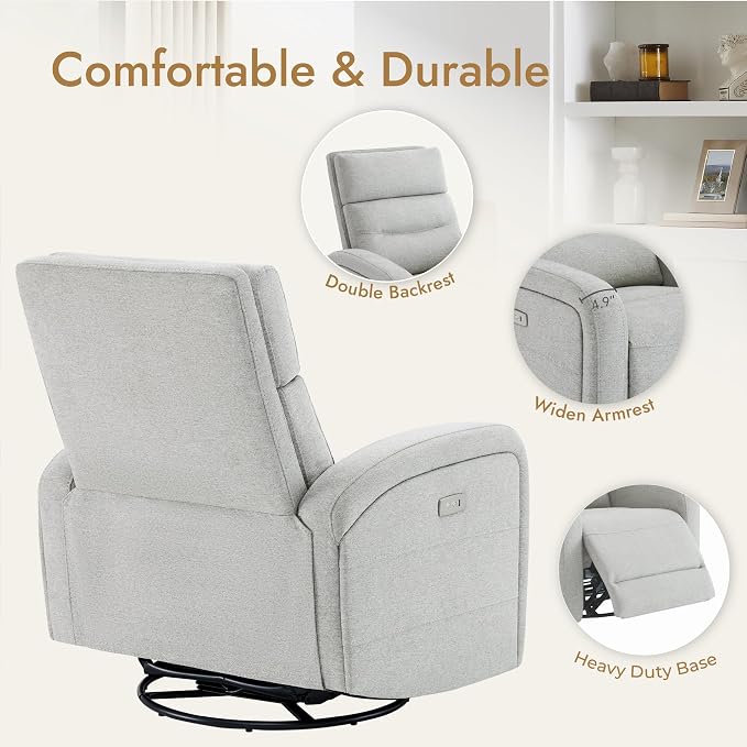 Watson & Whitely Swivel Power Recliner Glider Rocker, Small Recliner - Image 8