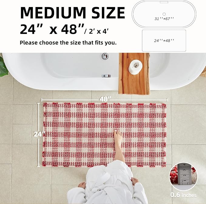 Waffle Bath Mat, Boho Christmas Bathroom Rugs Non Slip Washable Absorbent - Image 2