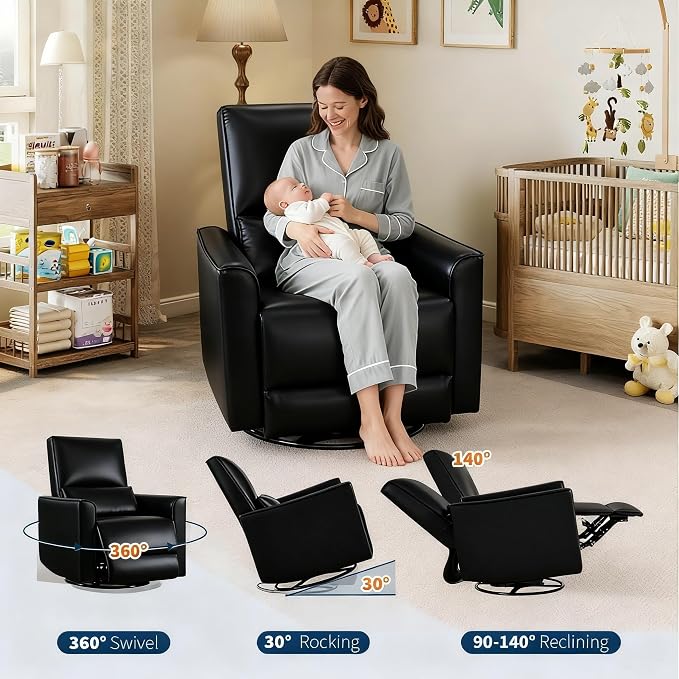 IDEALHOUSE Swivel Rocking Nursery Recliner Chair Rocker Recliner Glider Deep - Image 3