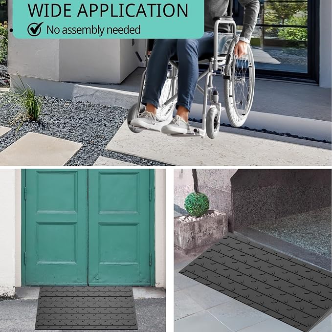 BESEA 2" inch Threshold Ramp Rubber Wheelchair Ramp, No-Slip Surface 3000 Lbs - Image 3