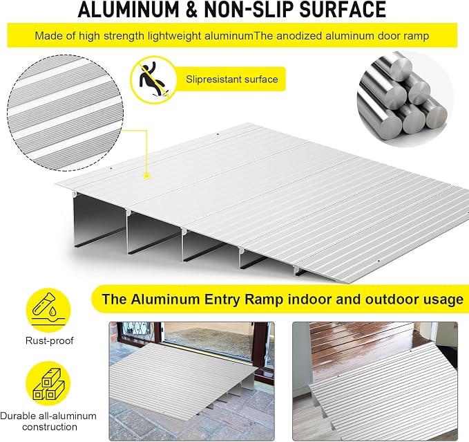 Door Threshold Ramp 5" Rise Door Ramp Aluminum Entry Ramp or Doorways Rated 800 - Image 3
