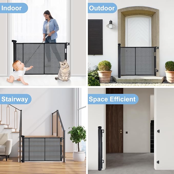 120 inches Extra Wide Baby Gate, 34 inches Tall Retractable Pet Gate - Image 5