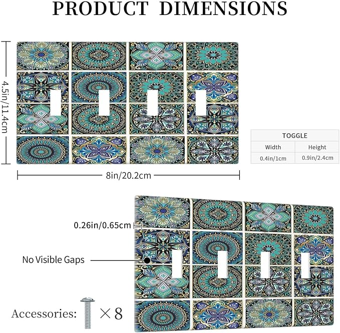 Light Switch Covers Colorful Ocean Sea Turtle Marine Life Quad Toggle - Image 5