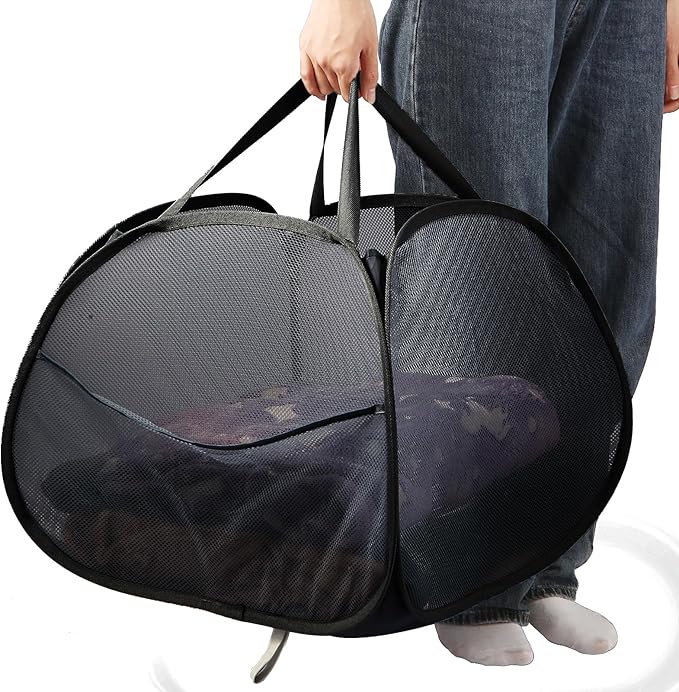 Collapsible Laundry Baskets, 90L Large Foldable Laundry Basket, Durable Mesh - Field & Grace