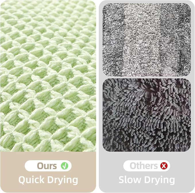 Waffle Bath Mat, Boho Bathroom Rugs Non Slip Washable Super Absorbent Quick Dry - Image 6