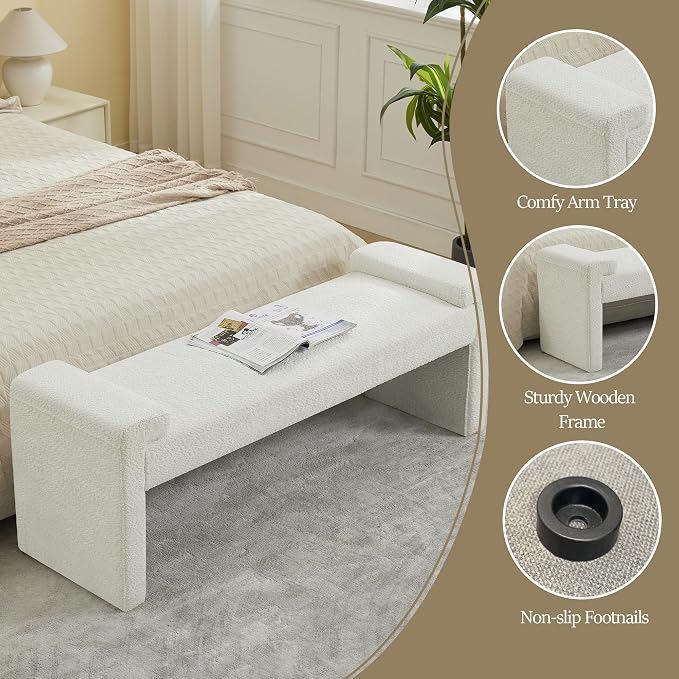 58.7" End of Bed Bench Upholstered Modern Bedroom Bench - Image 4