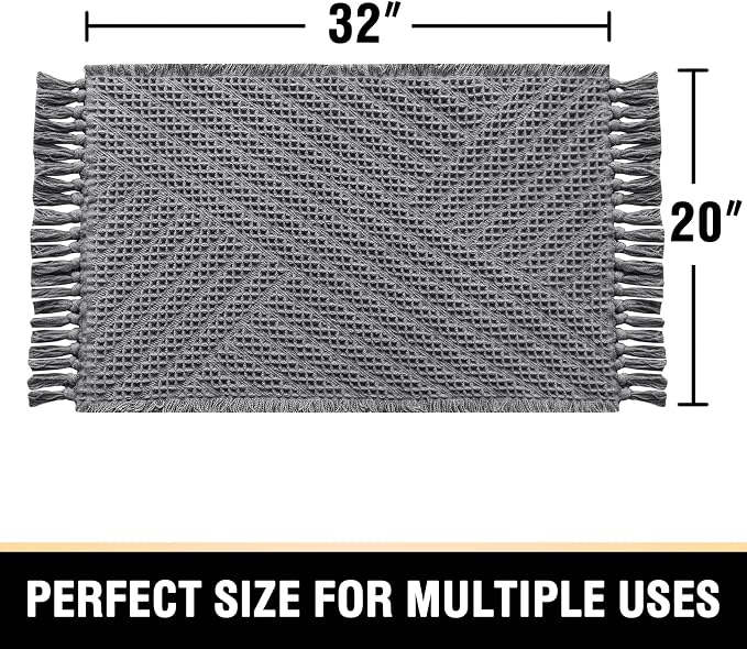 H.VERSAILTEX Waffle Bath Mat Super Absorbent Boho Bath Mat Non Slip Bath Rugs - Image 2