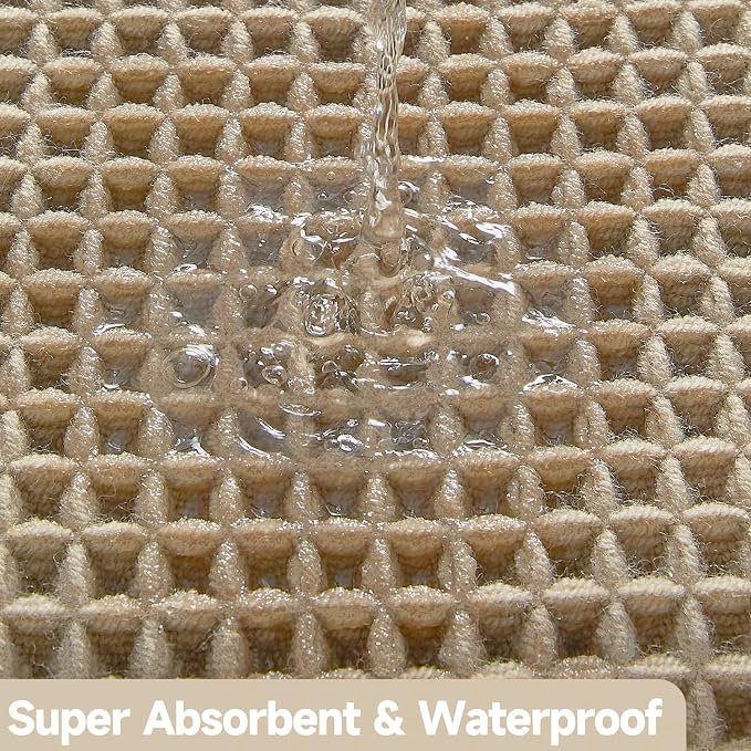 Waffle Bath Mat, Boho Bathroom Rugs Non Slip Washable Super Absorbent Quick Dry - Image 7