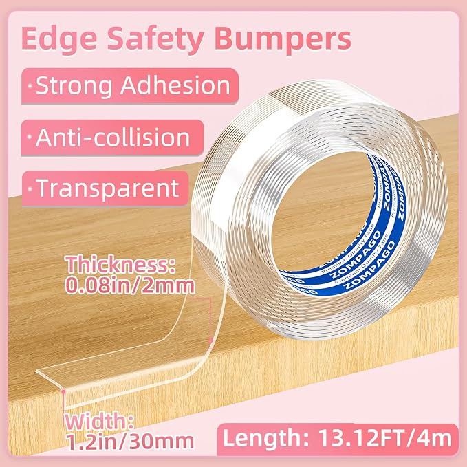 Clear Soft Corner Protectors for Furniture Strip, 1.2in x 13FT, Sharp Edge & - Image 2